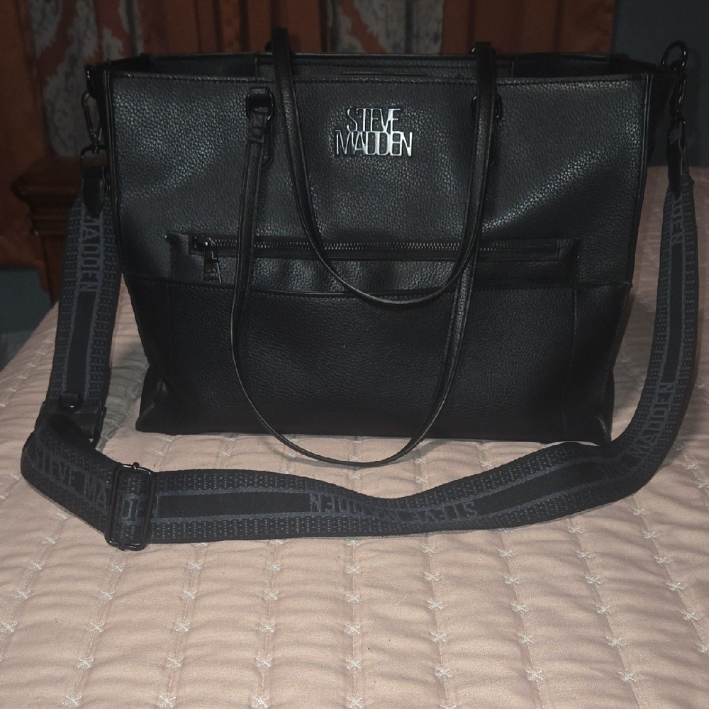 Steve Madden Black Laptop Bag for Men